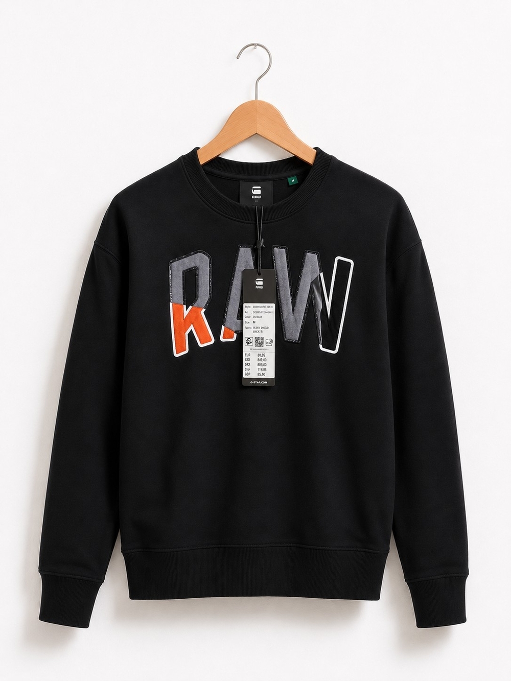 G-Star Black Crewneck Sweatshirt with Gray and Orange RAW Logo